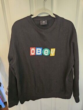 Obey Black Sweatshirt with Multicolor Block Logo